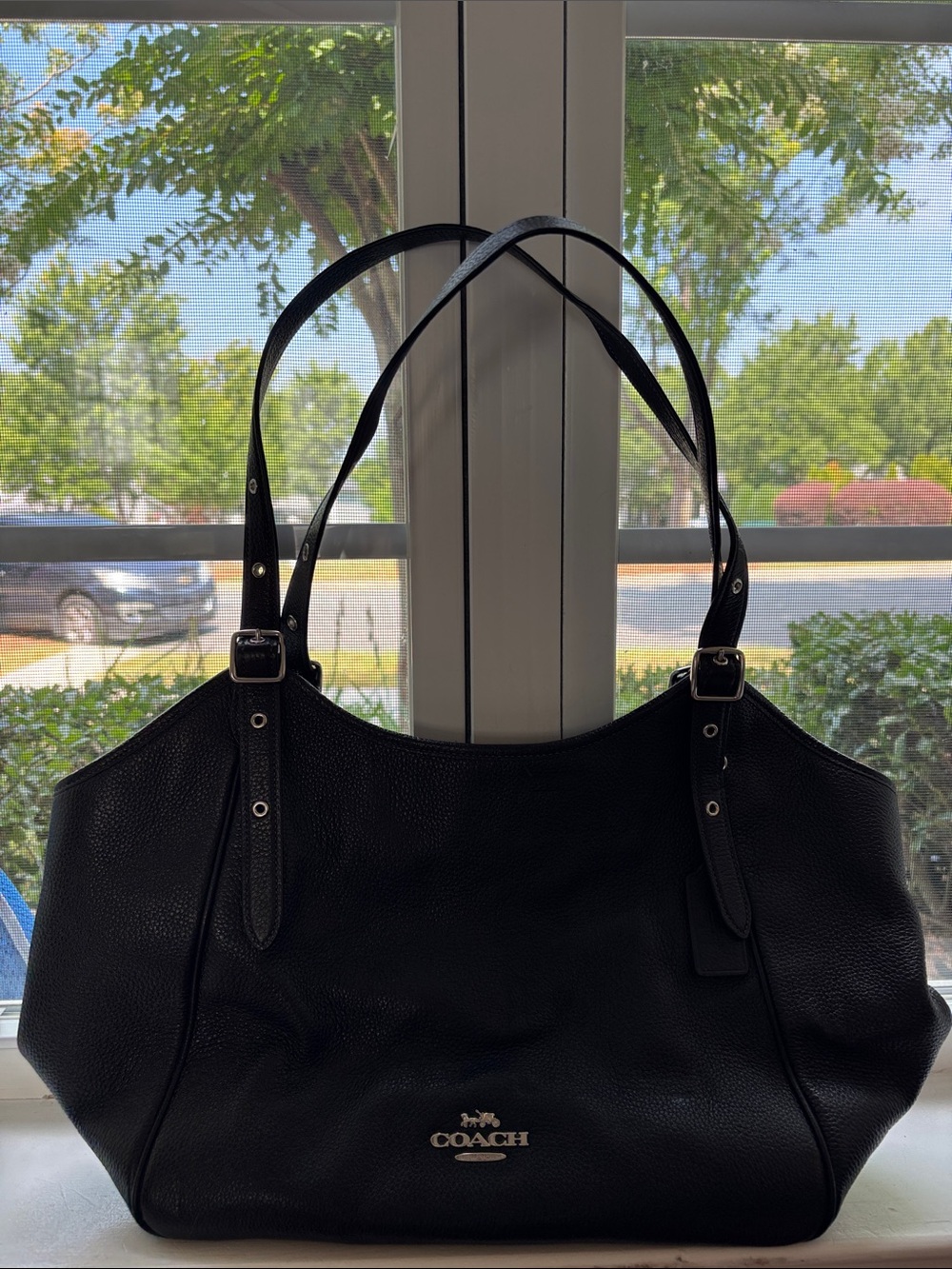 Coach Meadow Shoulder Bag - Black Pebbled Leather